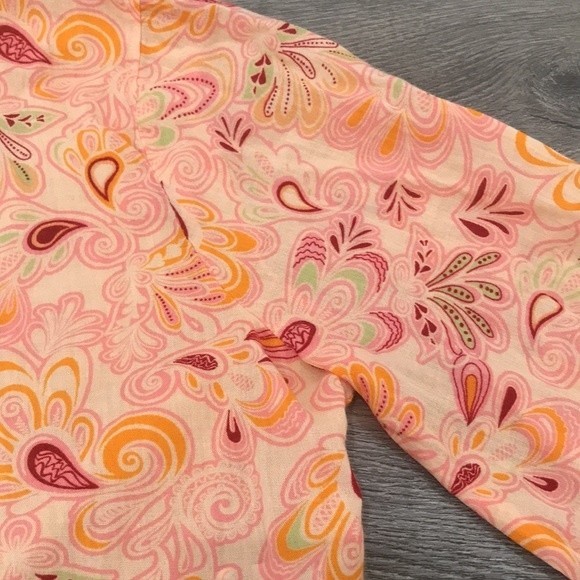 Zara Orange Paisley Open Back Cutout Flare Bell Long Sleeve Top L - Picture 5 of 15